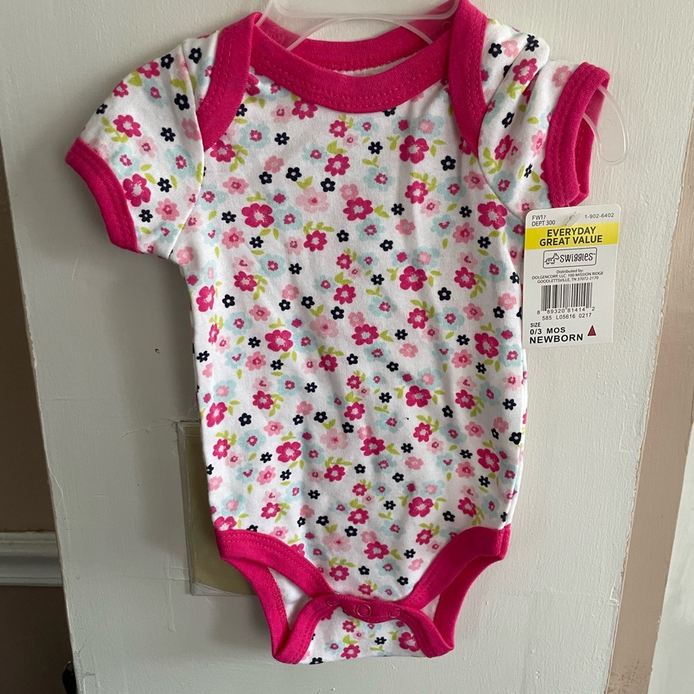 Swiggles Pink Floral Baby Bodysuit